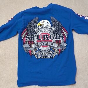 Sturgis 2024 Motorcycle Rally Eagle Graphic Tee - Blue